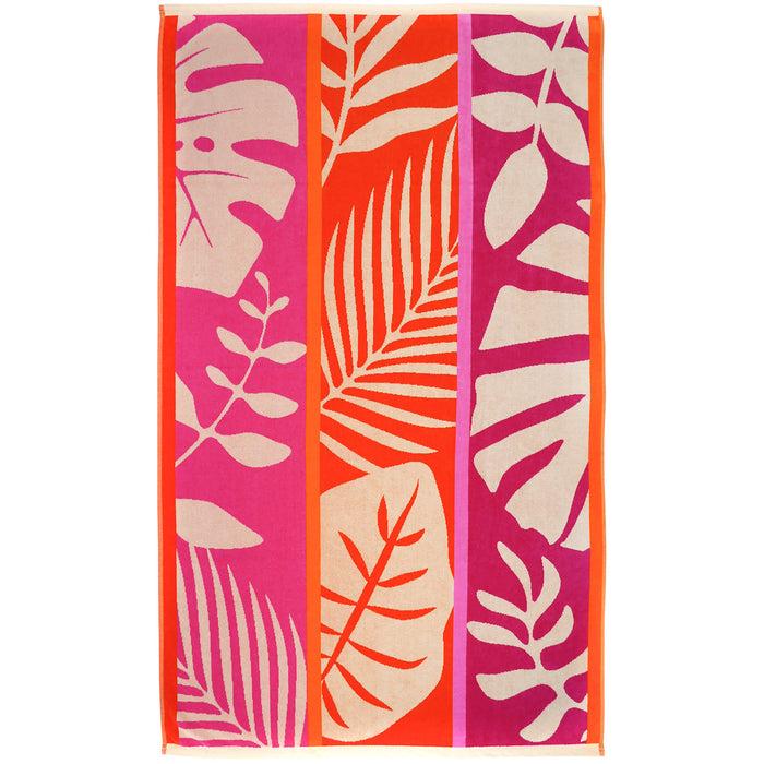 le comptoir de la plage Serviette de plage éponge velours Jacquard Rose 100x175 470g/m² - Chincha