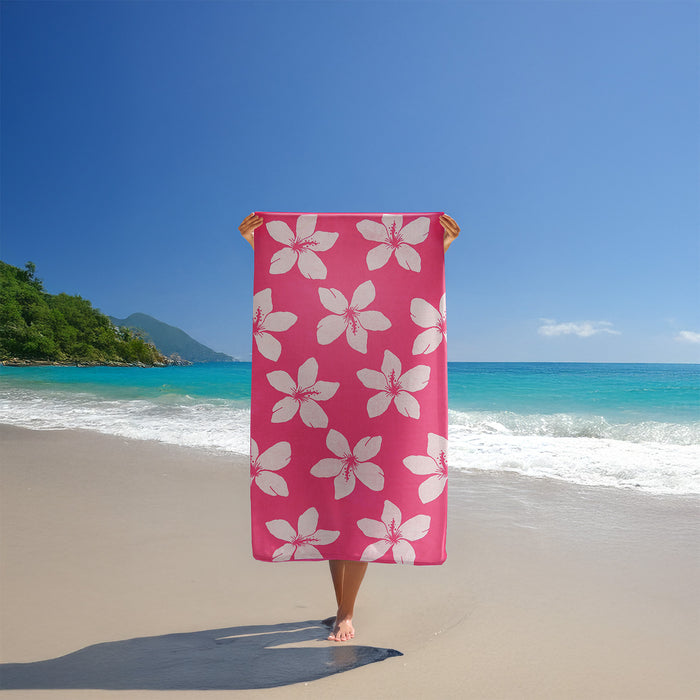 Le Comptoir De La Plage Serviette De Plage éponge Velours Jacquard Rose 90x170 400g/m² - Flora