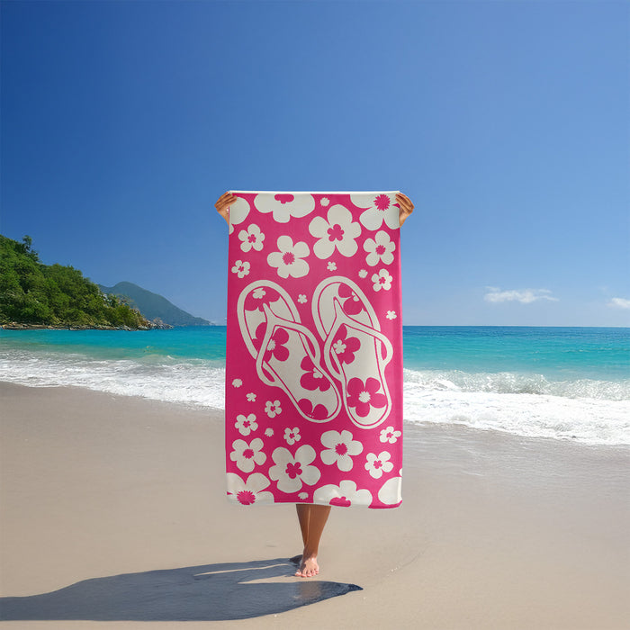 Le Comptoir De La Plage Serviette De Plage éponge Velours Jacquard Rose 90x170 400g/m² - Myrtos