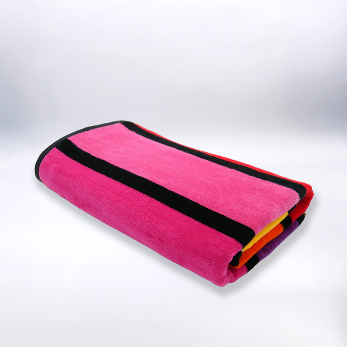 Le Comptoir De La Plage Serviette De Plage éponge Velours Jacquard Rose 90x170 400g/m² - Glamchic