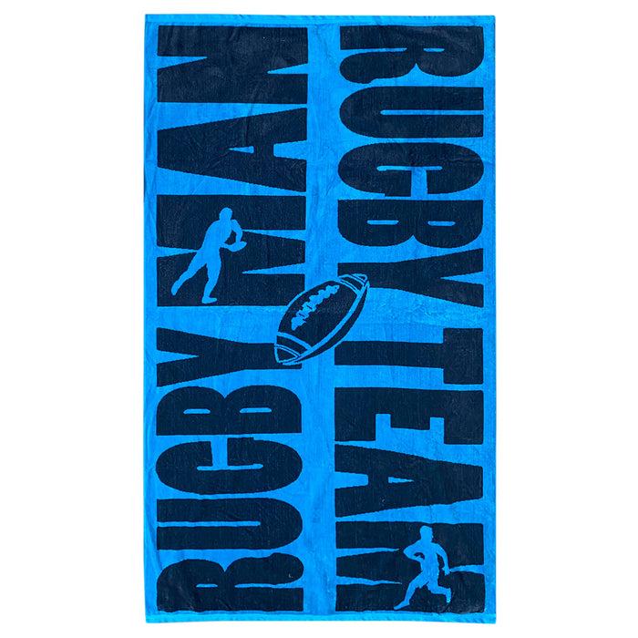 le comptoir de la plage Serviette de plage éponge Velours Jacquard Rugby Team - Taille L 90x170cm