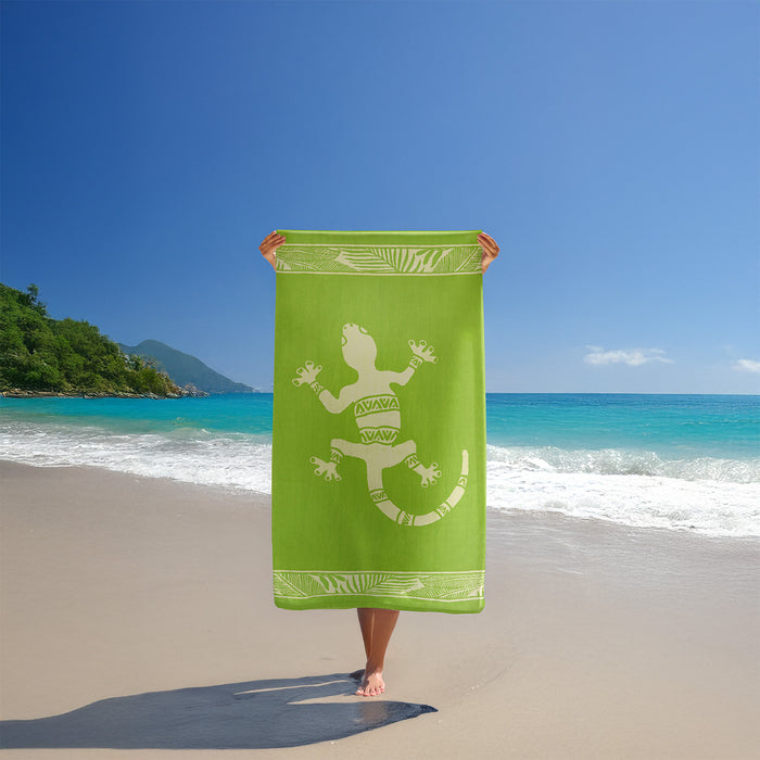 Le Comptoir De La Plage Serviette De Plage éponge Velours Jacquard Vert 90x170cm - Cosmo