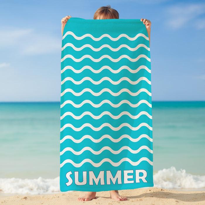 Le Comptoir De La Plage Serviette De Plage Microfibre Bleu 75x150 220g/m² - Vague-Pop