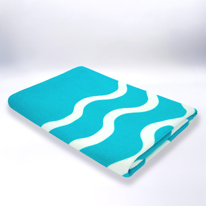 Le Comptoir De La Plage Serviette De Plage Microfibre Bleu 75x150 220g/m² - Vague-Pop