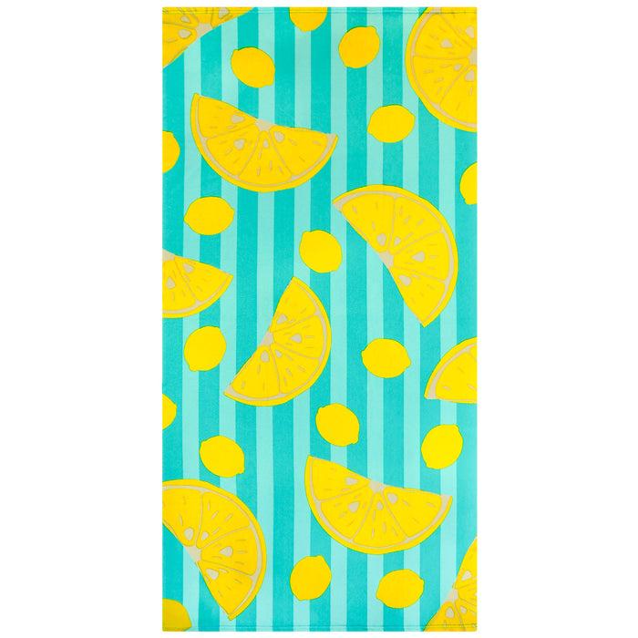 le comptoir de la plage Serviette de plage microfibre Bleu 75x150 220g/m² - Pop-Citron