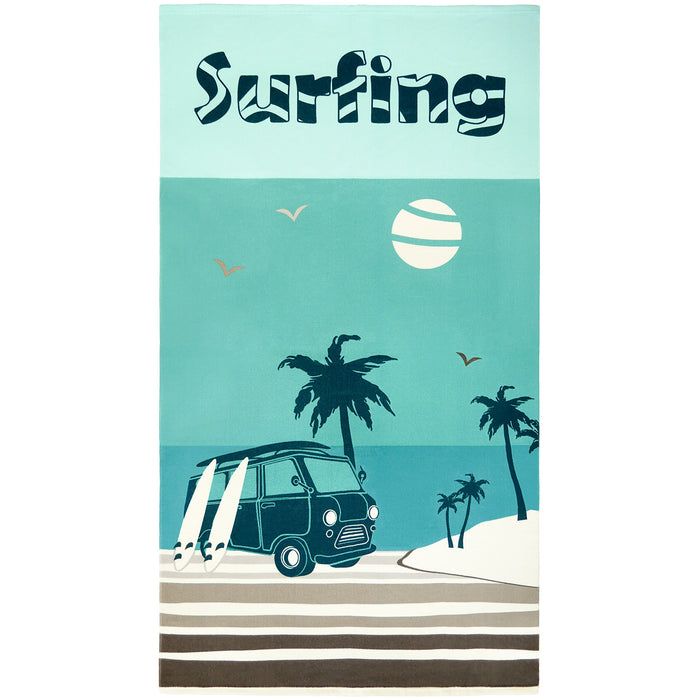 le comptoir de la plage Serviette de plage microfibre Bleu 90x170 220g/m² - Surfango