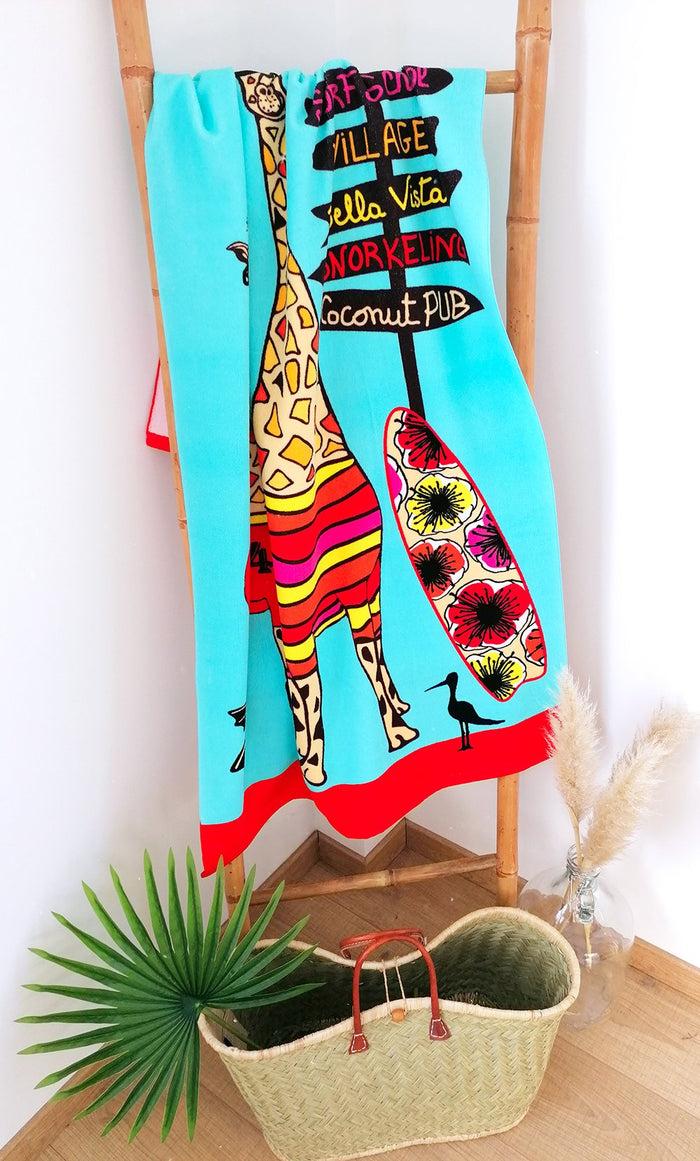 Le Comptoir De La Plage Serviette De Plage Microfibre Polyester Girafe 70x140cm