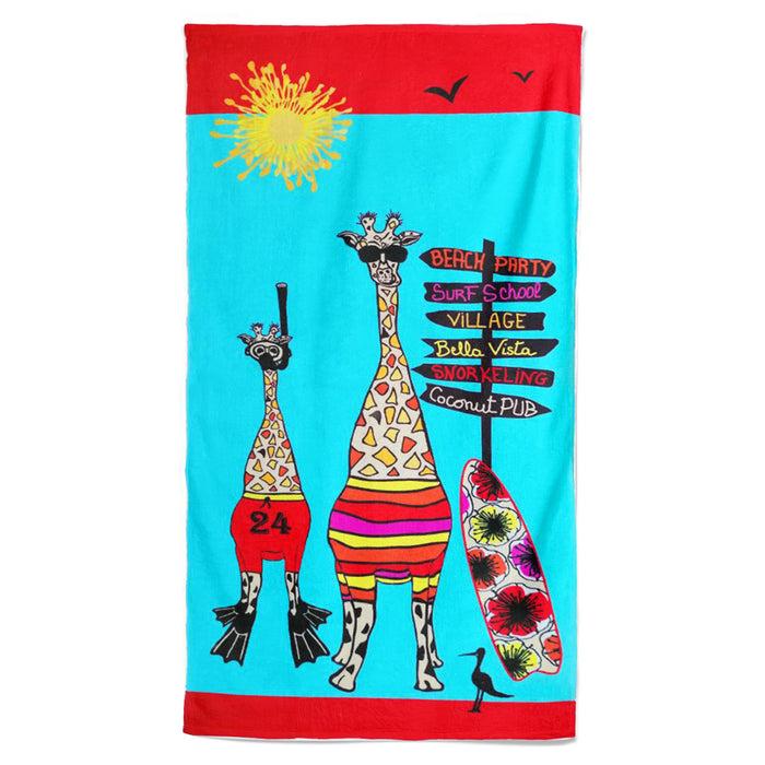 le comptoir de la plage Serviette de plage microfibre polyester Girafe 70x140cm