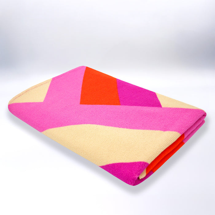 Le Comptoir De La Plage Serviette De Plage Microfibre Rose 75x150 220g/m² - Rayure-Pop