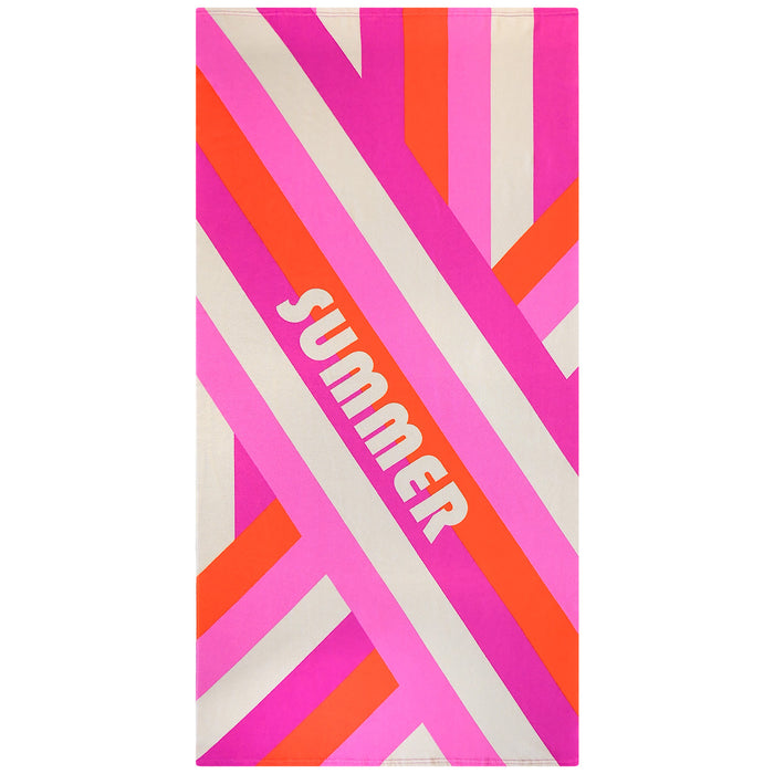 le comptoir de la plage Serviette de plage microfibre Rose 75x150 220g/m² - Rayure-Pop