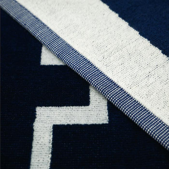 Le Comptoir De La Plage Serviette De Plage XL éponge Velours Jacquard Bleu 140x180 400g/m² - Bastia