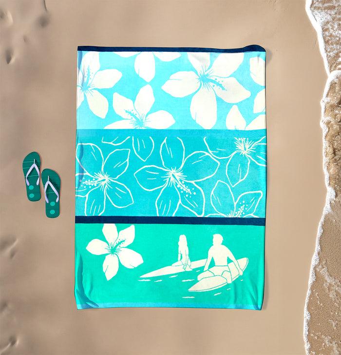 Le Comptoir De La Plage Serviette De Plage XL éponge Velours Jacquard Bleu 140x180 400g/m² - Freestyle