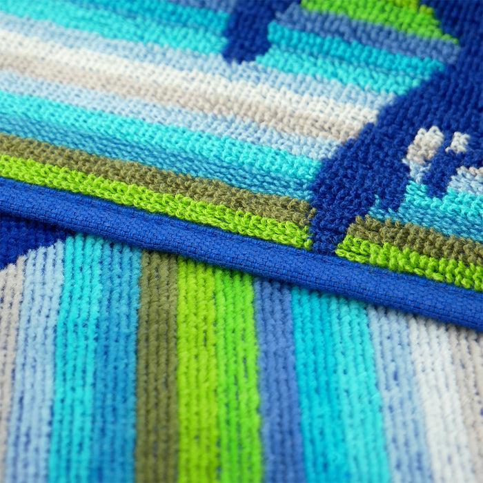 Le Comptoir De La Plage Serviette De Plage XL éponge Velours Jacquard Bleu 140x180 400g/m² - Nyaralas