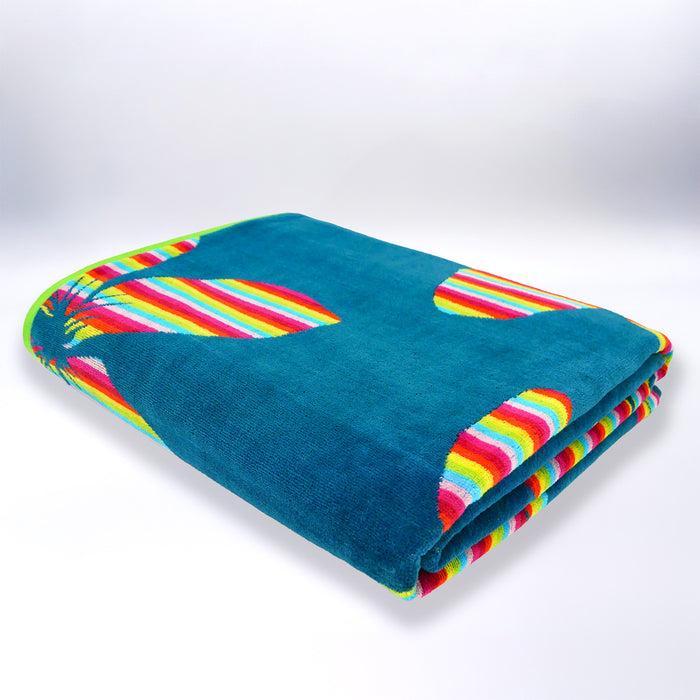 Le Comptoir De La Plage Serviette De Plage XL éponge Velours Jacquard Bleu 140x180 400g/m² - Yakama