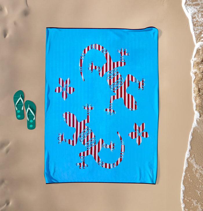 Le Comptoir De La Plage Serviette De Plage XL éponge Velours Jacquard Bleu 140x180 400g/m² - Carvao