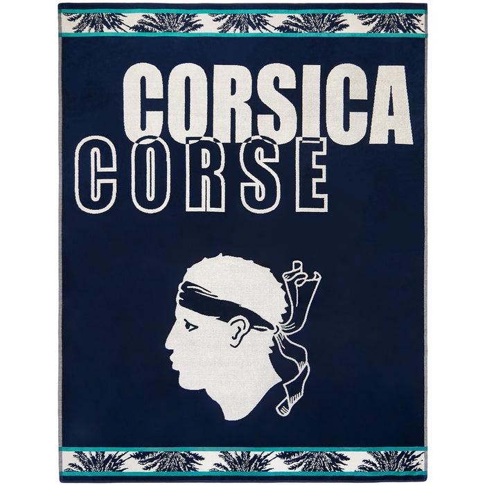 le comptoir de la plage Serviette de plage XL éponge velours Jacquard Bleu 140x180 400g/m² - Bastia