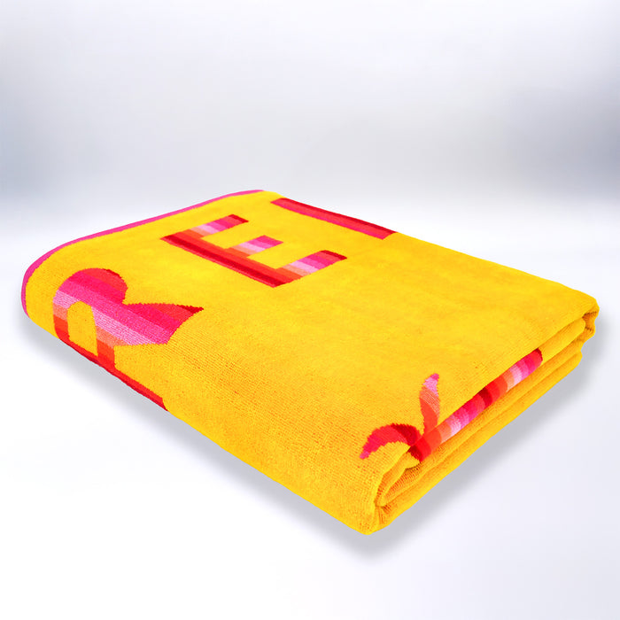 Le Comptoir De La Plage Serviette De Plage XL éponge Velours Jacquard Jaune 140x180 400g/m² - Malta