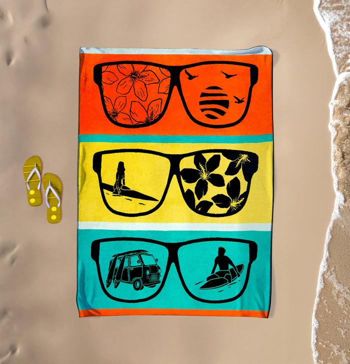 Le Comptoir De La Plage Serviette De Plage XL éponge Velours Jacquard Multicolore 140x180 400g/m² - Mondrago