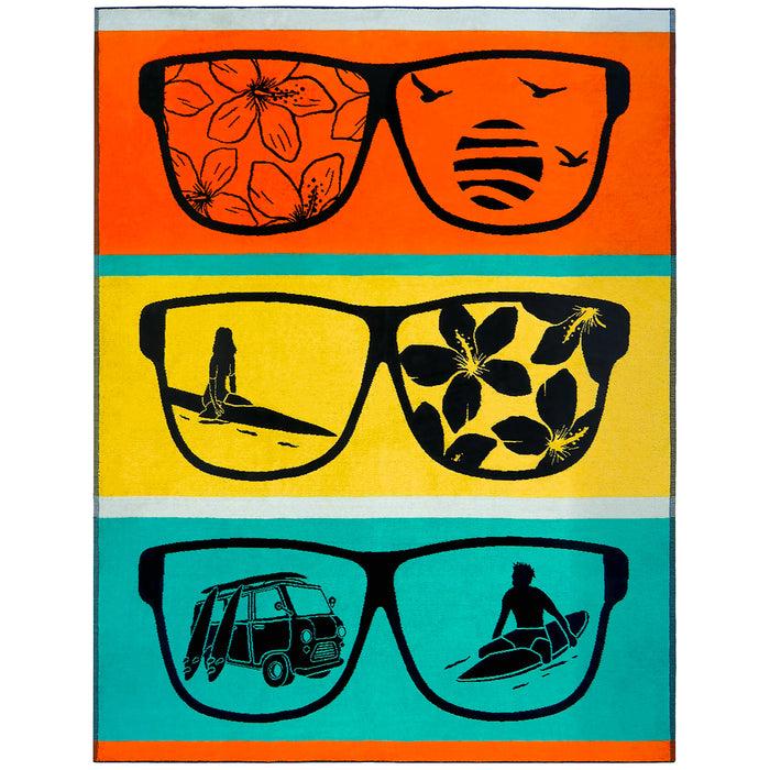 le comptoir de la plage Serviette de plage XL éponge velours Jacquard Multicolore 140x180 400g/m² - Mondrago