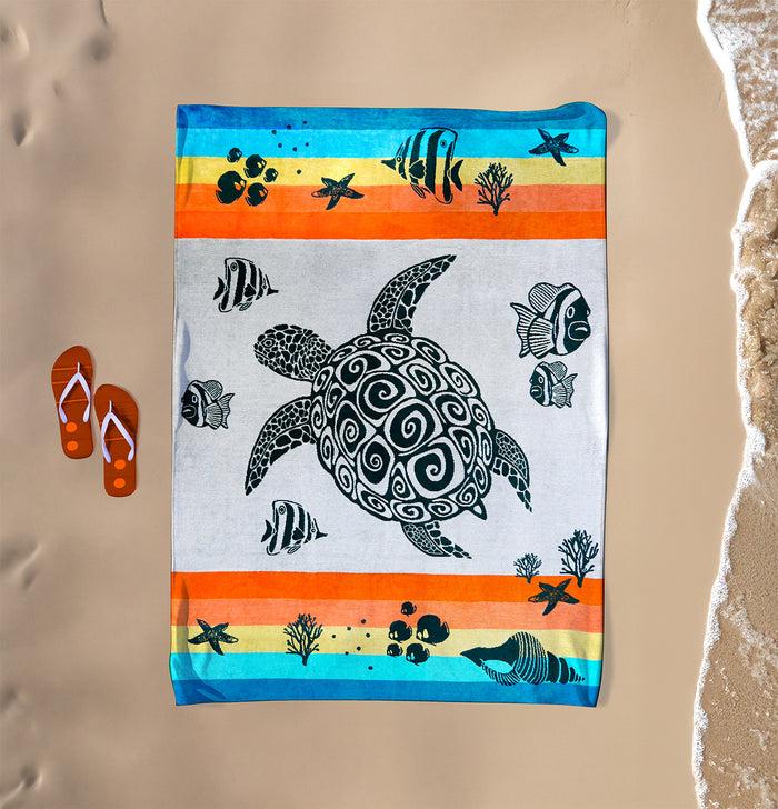 Le Comptoir De La Plage Serviette De Plage XL éponge Velours Jacquard Multicolore 140x180 400g/m² - Anafi