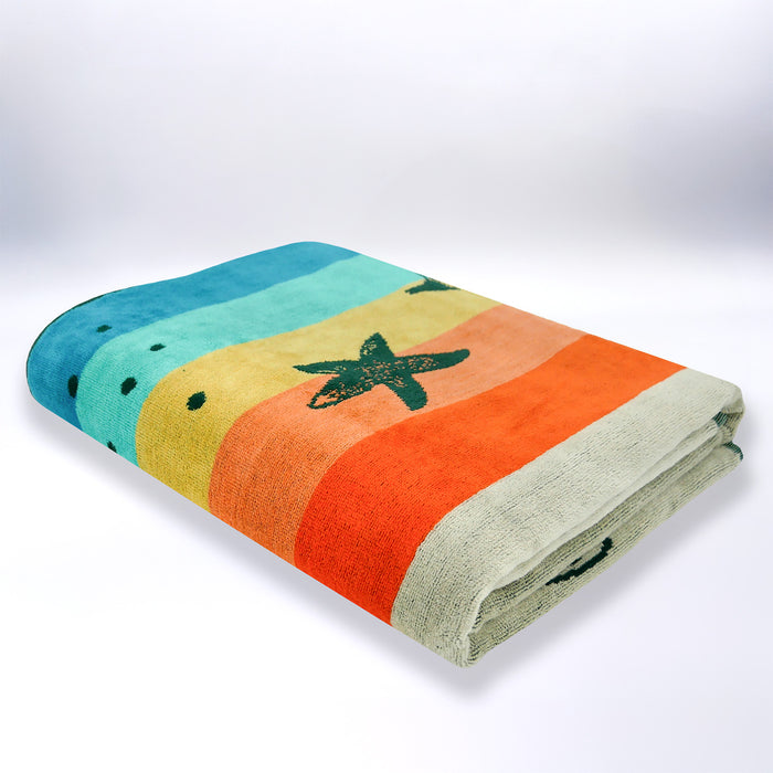 Le Comptoir De La Plage Serviette De Plage XL éponge Velours Jacquard Multicolore 140x180 400g/m² - Anafi