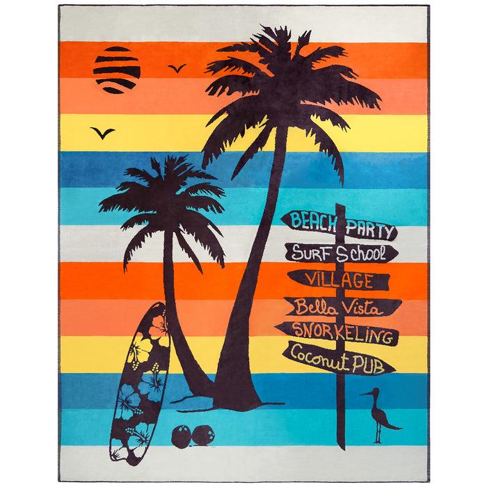 le comptoir de la plage Serviette de plage XL éponge velours Jacquard Multicolore 140x180 400g/m² - Coconut Beach