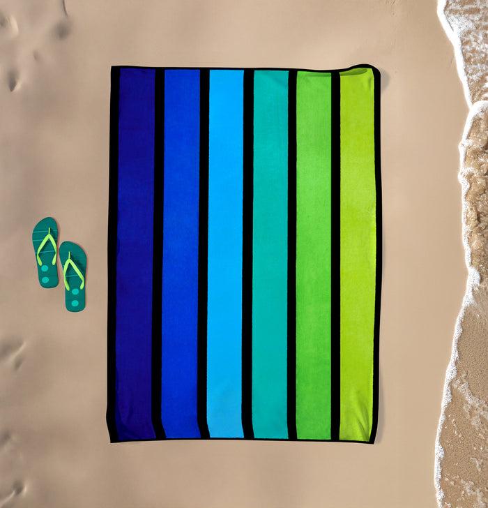 Le Comptoir De La Plage Serviette De Plage XL éponge Velours Jacquard Vert 140x180 400g/m² - Happy Men XL