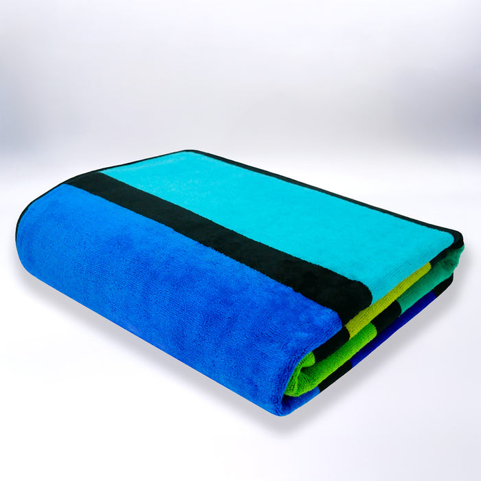 Le Comptoir De La Plage Serviette De Plage XL éponge Velours Jacquard Vert 140x180 400g/m² - Happy Men XL