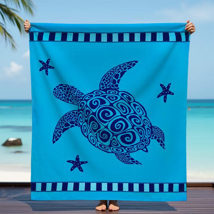 Le Comptoir De La Plage Serviette De Plage XL Microfibre Bleu 140x170 220g/m² - Galapagos