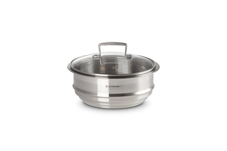 le creuset Cuit-vapeur adaptable Inox Classique avec couvercle en verre