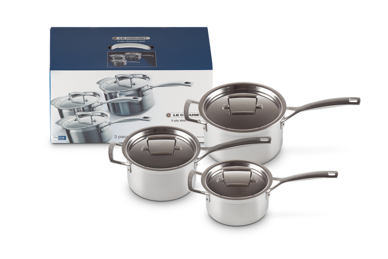 Le Creuset Set De 3 Casseroles Inox Classique