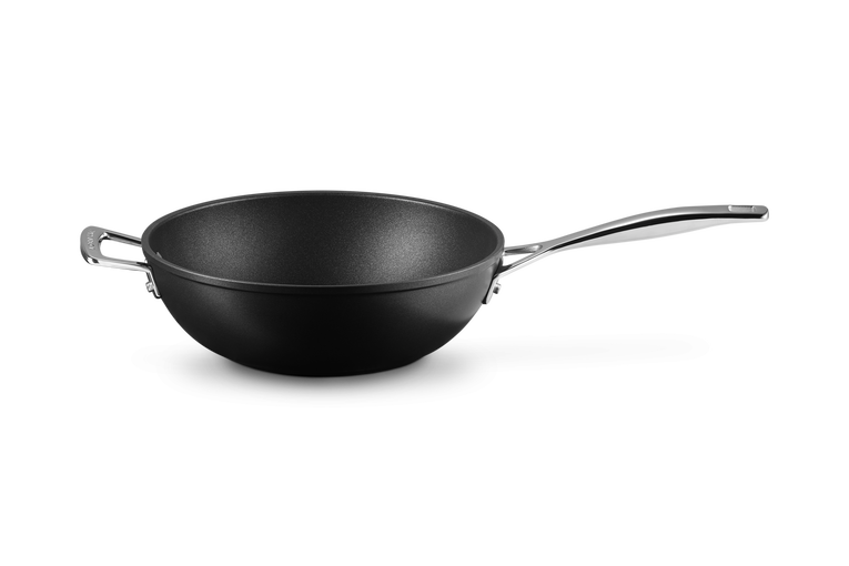 le creuset Poêle Wok Anti-Adhérente Les Forgées avec Poignée d'Assistance