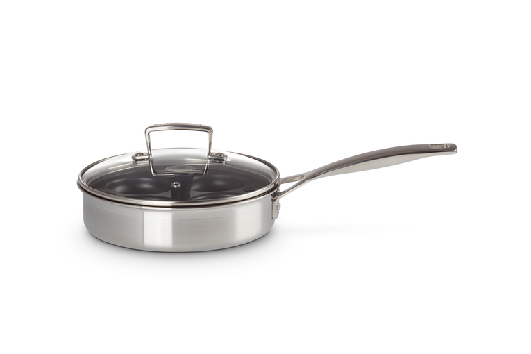 le creuset Sauteuse à Bord Droit en Inox avec Insert à œufs