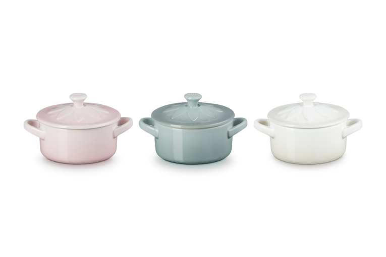 Le Creuset Set De 3 Mini-cocottes Fleur En Céramique