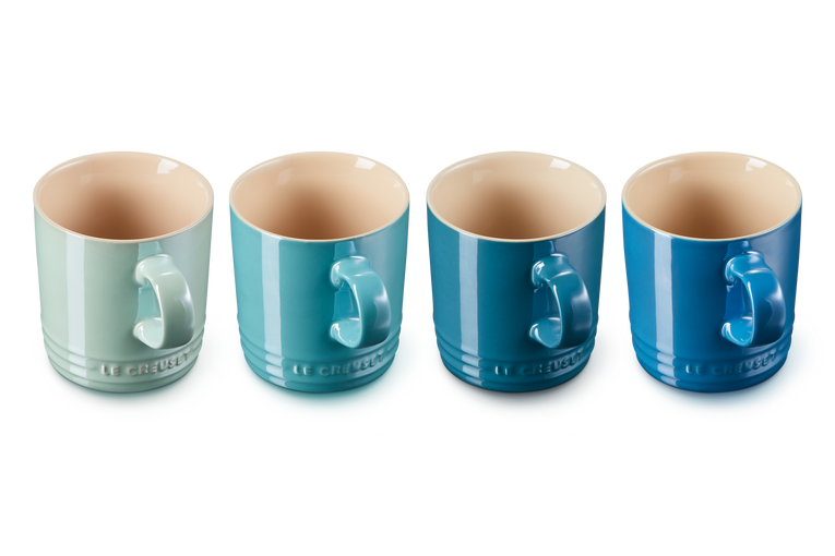 Le Creuset Set De 4 Mugs Camaïeu De Bleus Metallics En Céramique