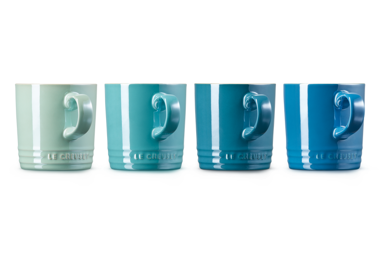 Le Creuset Set De 4 Mugs Camaïeu De Bleus Metallics En Céramique