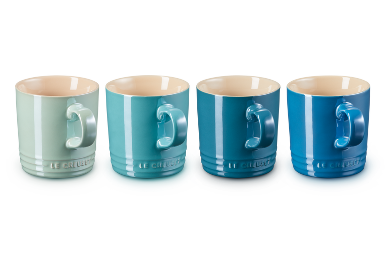 le creuset Set de 4 mugs camaïeu de bleus Metallics en céramique