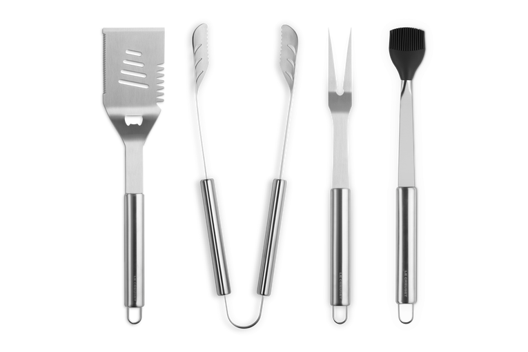 Le Creuset Set De 4 Ustensiles Barbecue Et Housse De Rangement