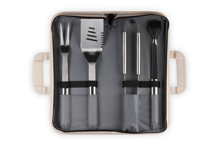 Le Creuset Set De 4 Ustensiles Barbecue Et Housse De Rangement