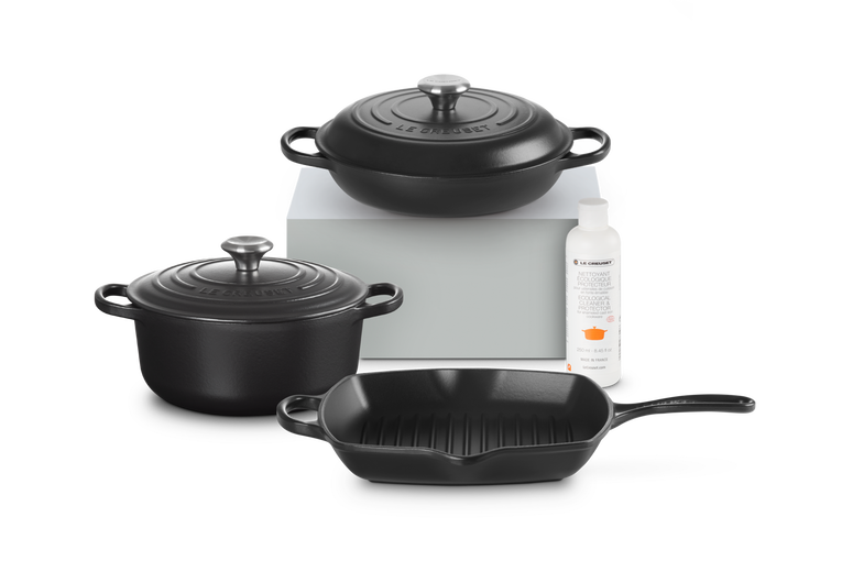 le creuset Set initiation de 3 pièces en fonte émaillée avec nettoyant écologique