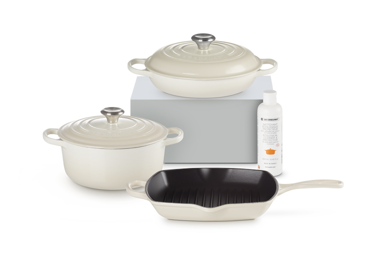 le creuset Set initiation de 3 pièces en fonte émaillée avec nettoyant écologique