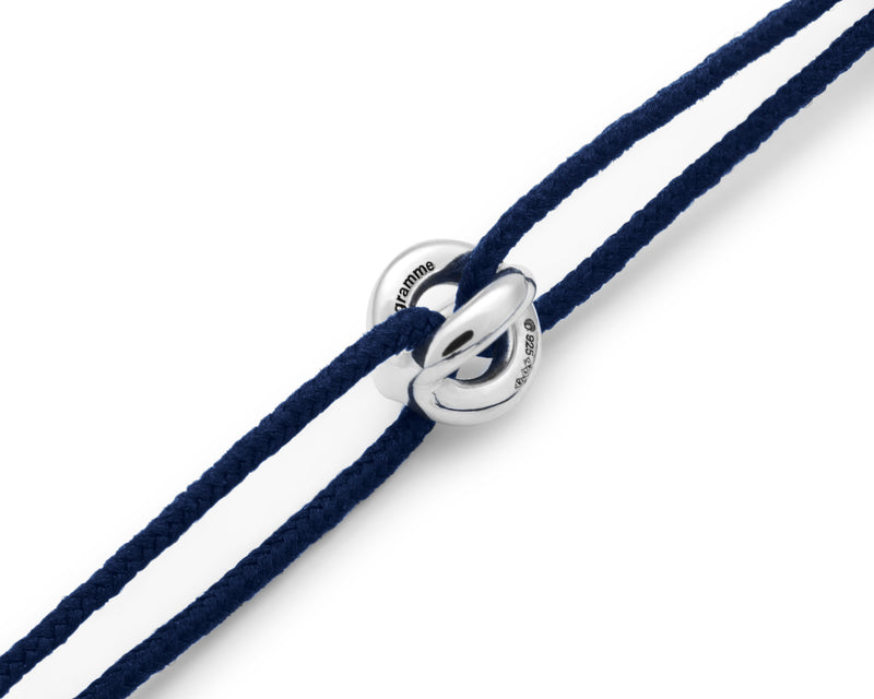 Le Gramme Bracelet Cordon Entrelacs Bleu Marine Le 1g