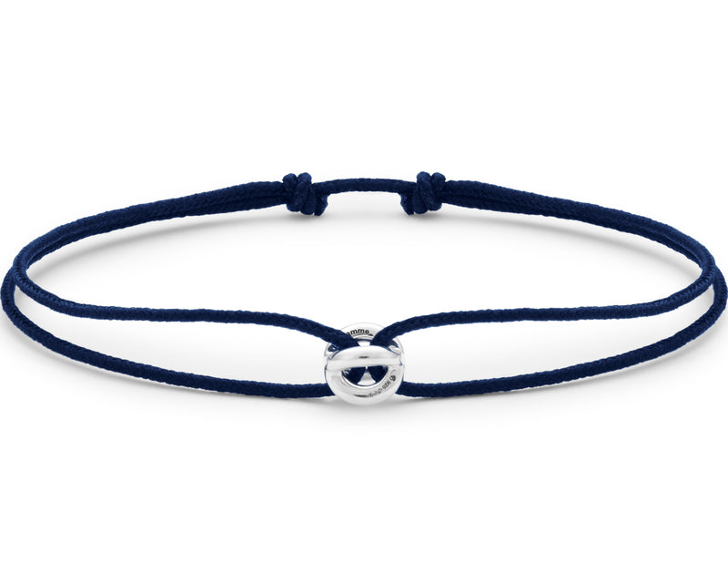 le gramme bracelet cordon entrelacs bleu marine le 1g