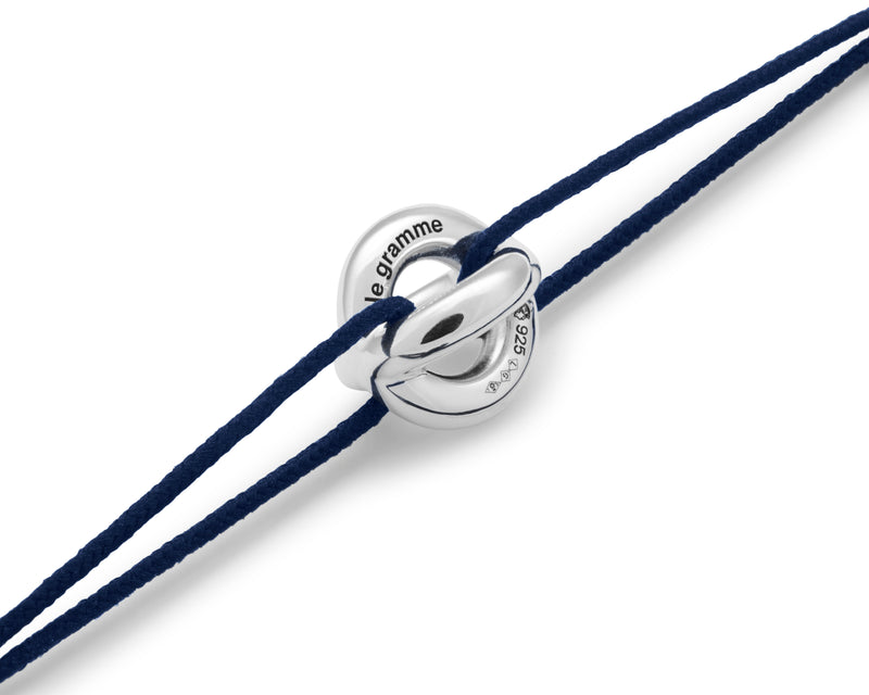 Le Gramme Bracelet Cordon Entrelacs Bleu Marine Le 3g