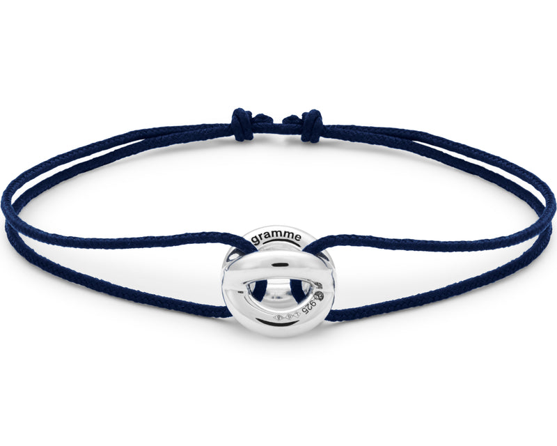 le gramme bracelet cordon entrelacs bleu marine le 3g
