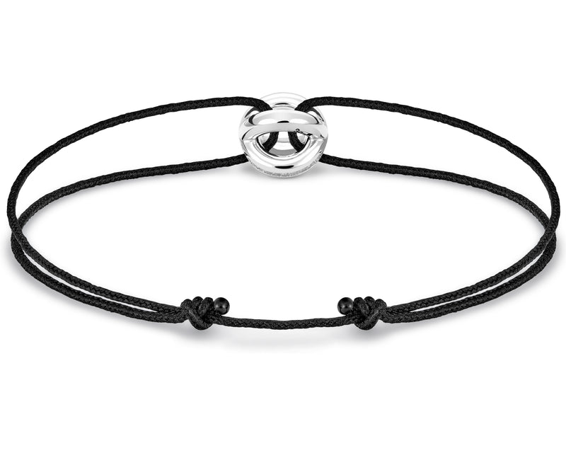 Le Gramme Bracelet Cordon Entrelacs Noir Le 3g Serti