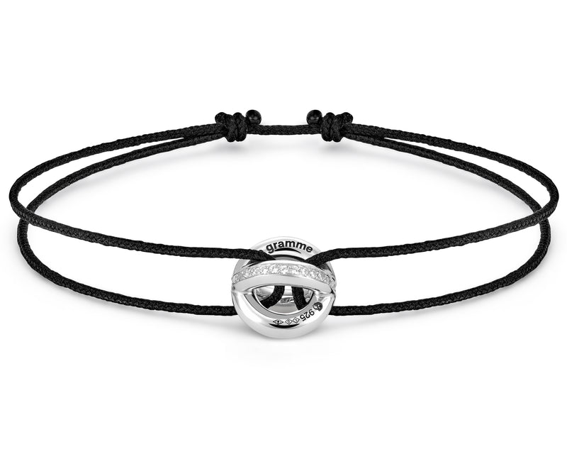 le gramme bracelet cordon entrelacs noir le 3g serti