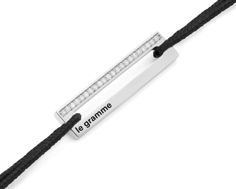 Le Gramme Bracelet Cordon Noir Perforé Le 1 7g Serti Diamants