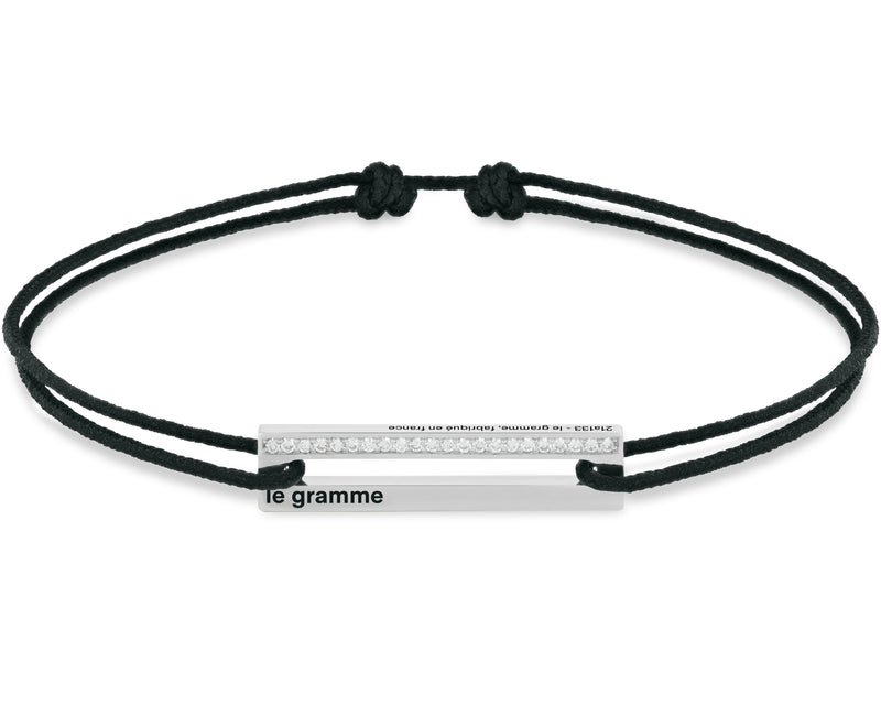 le gramme bracelet cordon noir perforé le 1 7g serti diamants