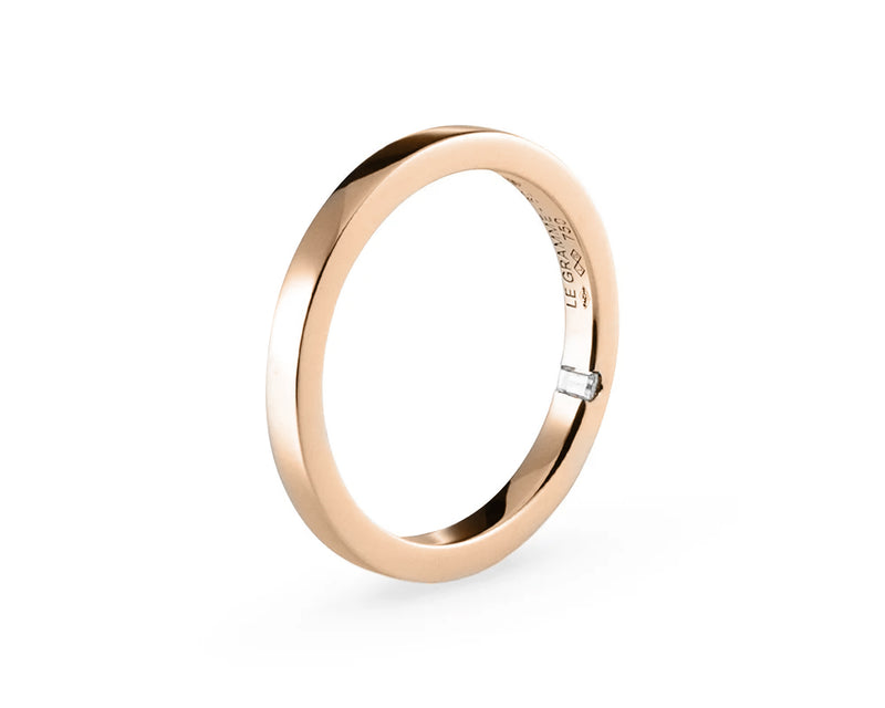 Le Gramme Bague Ruban 2mm La 5g Sertie Diamant